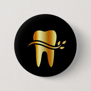Golden Tooth with leaves 2 Inch Round Button