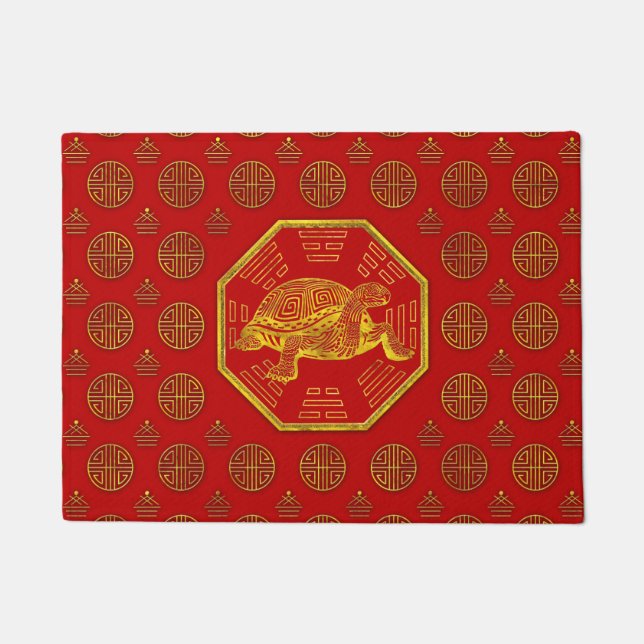 Golden Tortoise / Turtle Feng Shui Doormat (Front)