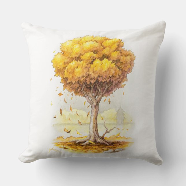 Golden Tranquillity Throw Pillow (Front)