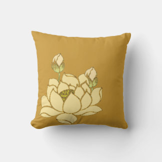 Golden Tranquillity: Yellow Lotus Throw Pillow