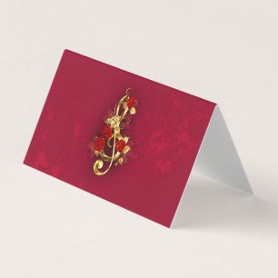 Golden Treble Clef avec fleurs Roses