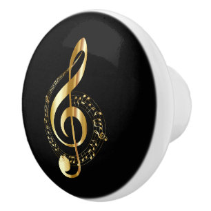 Golden Treble Clef Ceramic Knob