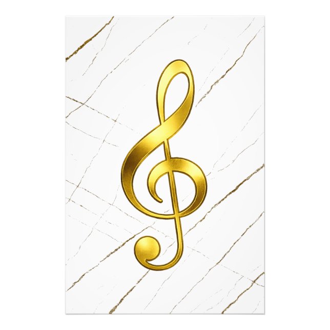 Golden Treble Clef Marble Wall Art (Front)