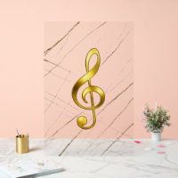 Golden Treble Clef Marble Wall Art