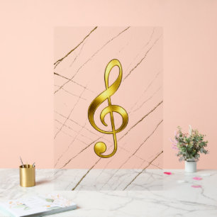 Golden Treble Clef Marble Wall Art Acrylic Sign
