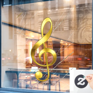 Golden Treble Clef Marble Wall Art Window Cling