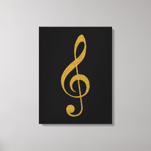 golden treble clef musical note canvas print