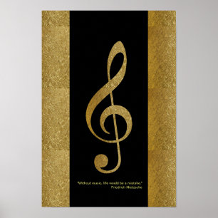 golden treble clef musical note decor
