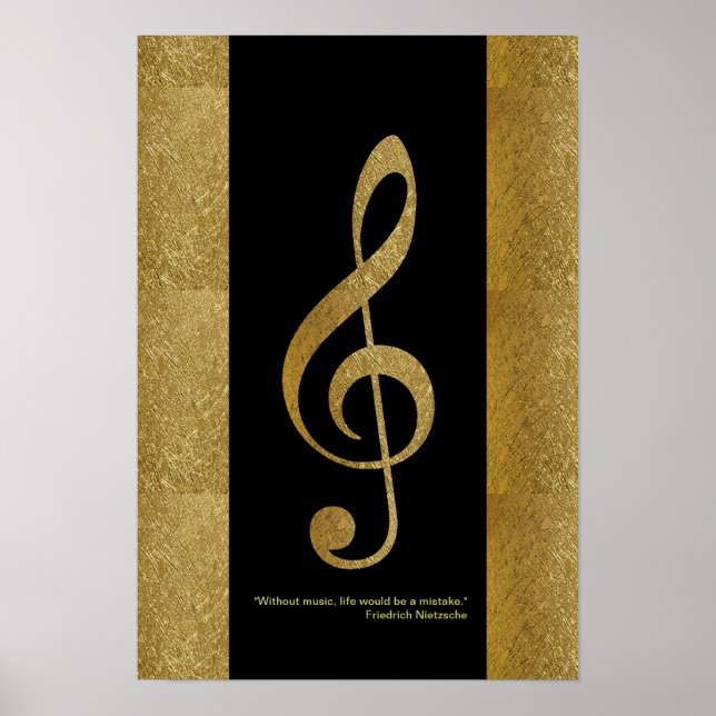 golden treble clef musical note decor (Front)