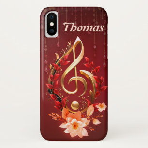 Golden treble clef with red leaves. Case-Mate iPhone case