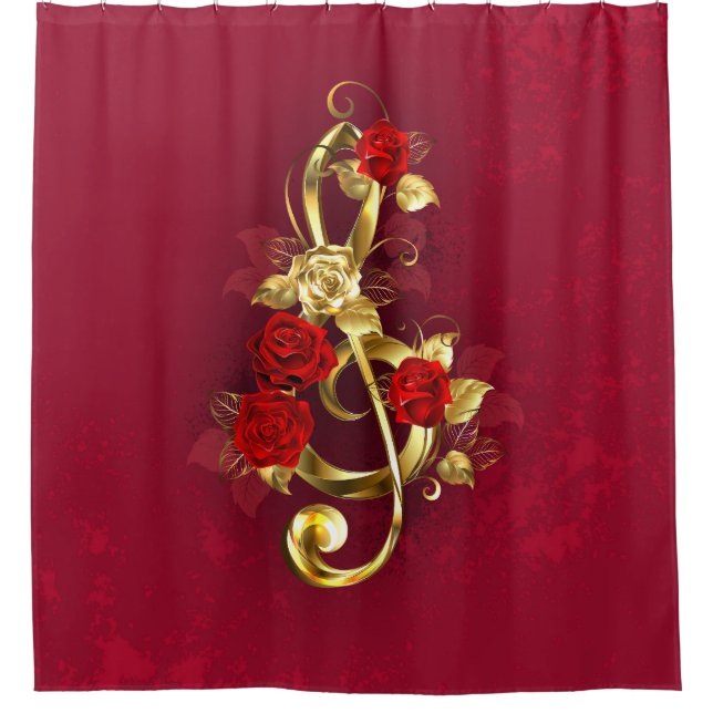 Golden Treble Clef with Rose Flowers (Front)
