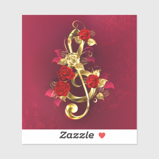 Golden Treble Clef with Rose Flowers (Sheet)