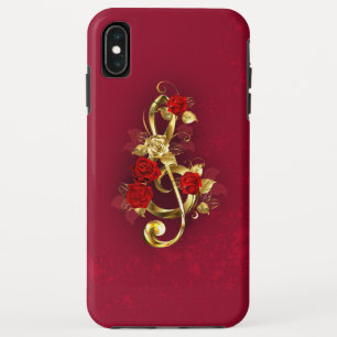 Golden Treble Clef with Rose Flowers iPhone XS Max Case