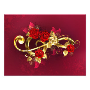 Golden Treble Clef with Rose Flowers Photo Print