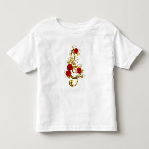 Golden Treble Clef with Rose Flowers Toddler T-shirt