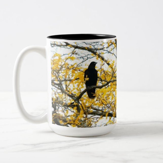 Golden Tree And crow Two-Tone Coffee Mug (Left)