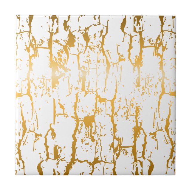 Golden Tree Bark Cracks Tile (Front)