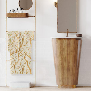 Golden Tree Branches - change background colour Bath Towel Set