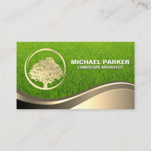 Golden Tree Logo   Grass Business Card