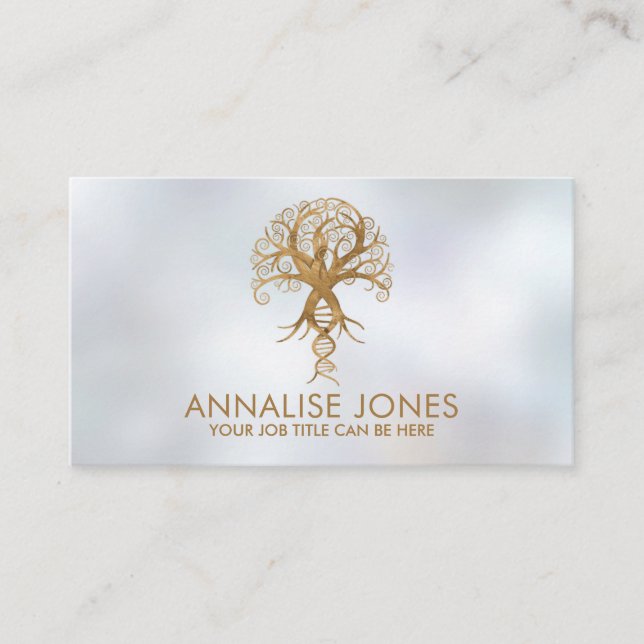 Golden Tree of Life - Evolution on pearl Business Card (Front)
