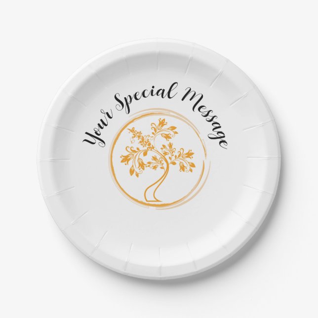 Golden Tree of Life Survivor Party Paper Plates (Front)