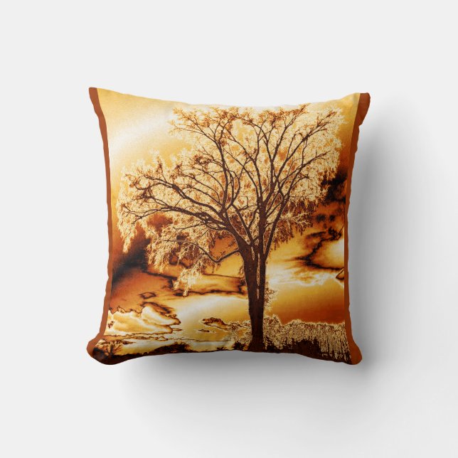 Golden Tree Of Life Throw Pillow (Front)