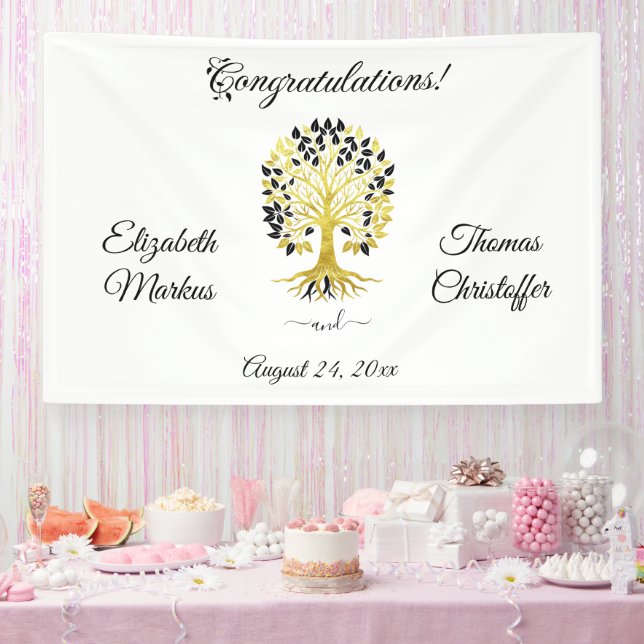 Golden Tree of Life Timeless Sophisticated Wedding Banner (Party)