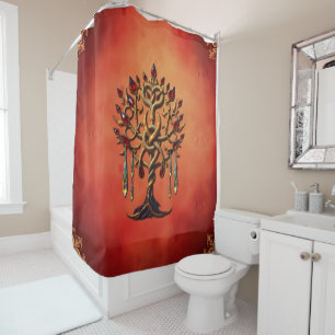 Golden Tree of Life with Red Gemstones