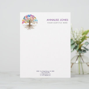 Golden Tree of life - Yggdrasil - Colourful Leaves Letterhead