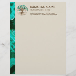 Golden Tree of life - Yggdrasil - Malachite Leaves Letterhead