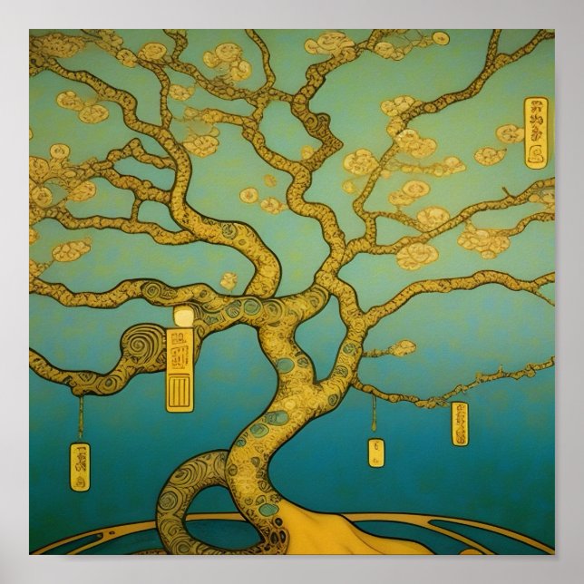 Golden tree of prosperity and abundance Hokusai  Poster (Front)