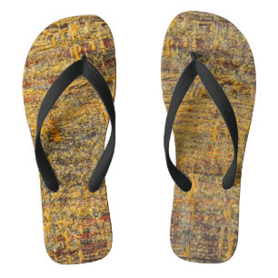 Golden Tree Resin On Rustic Wood Flip Flops