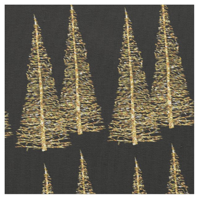 Golden Trees Christmas Gold Custom Fabric (Close Up)