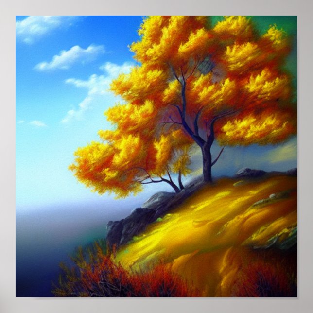 Golden Trees Oceanscape Poster (Front)