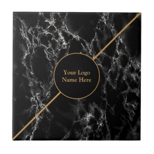 Golden Trendy Black Marble Stone - Customizable Tile