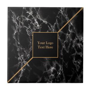 Golden Trendy Black Marble Stone - Customizable - Tile