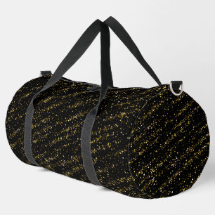 Golden Triangle Dots Black Background Shiny Luxury Duffle Bag