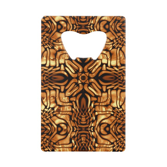Golden Tribal Pattern Abstract Wallet Bottle Opener (Front)