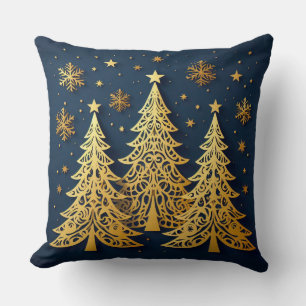 Golden Trio – Starry Pines Throw Pillow