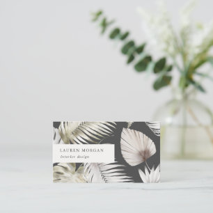 Golden Tropical Floral Watercolor Business Card