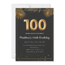 Golden Tropical Palm Leaves 100th Birthday 