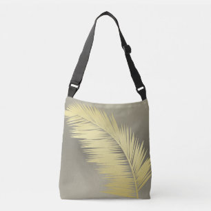 Golden Tropical Palm leaves Crossbody Bag