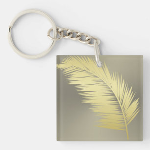 Golden Tropical Palm leaves  Keychain