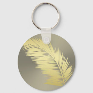 Golden Tropical Palm leaves Keychain