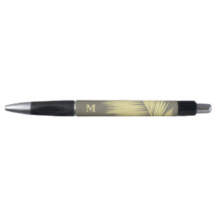 Golden Tropical Palm leaves, monogram Pen