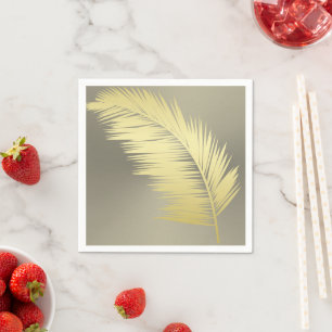 Golden Tropical Palm leaves Napkin