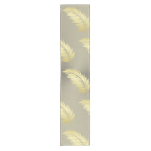 Golden Tropical Palm leaves Short Table Runner