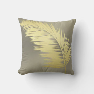 Golden Tropical Palm leaves Throw Pillow