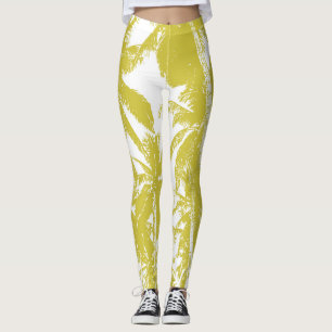 Golden Tropical Palm Trees Leggings