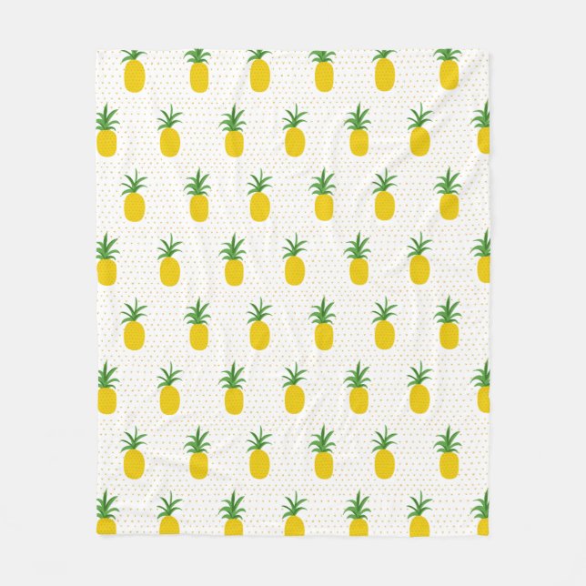 Golden Tropical Pineapples Fleece Blanket (Front)
